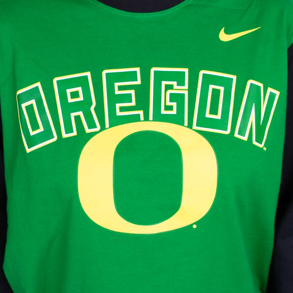 Classic Oregon O, Nike, Green, Long Sleeve, Cotton, Women, Boxy, T-Shirt, 813952